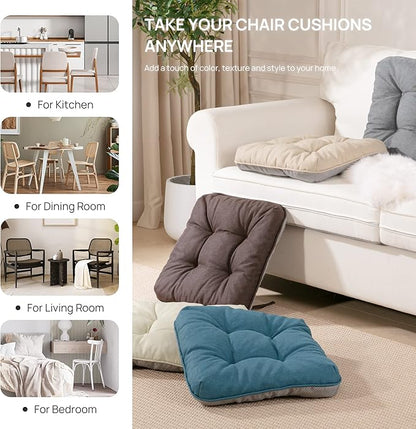 Love's cabin Memory Foam Chair Cushions Set of 4, Outdoor/Indoor Chair Pads for Dining Chairs 4 Pack, Seat Cushions for Kitchen, Dining Room, Office, Patio Chairs, 15.5" x 15.5" x 3.5" Khaki