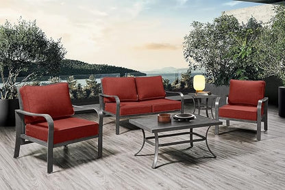 ARTPLAN Olefin 24x24 Deep Seat Patio Cushions for Outdoor Furniture,Extra 6 inch Thick,Back 18"x24",Removable,Replacement,Solid/Floral,Outdoor/Indoor,Brick Red