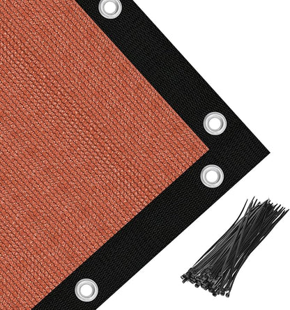 Amagenix 90% Pergola Shade Cover 7' X 11' Sun Shade Cloth with Grommets for Outdoor Garden Patio Porch, Commercial Grade 200 GSM - Cable Zip Ties Included (We Customized) GN108, Rust Red