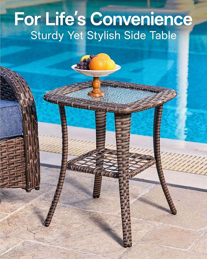 10-Piece Patio Furniture Set with 6-Inch Thick Cushions, High Back Outdoor Couch and Arm Chairs, All-Weather Conversation Set for Porch, Deck, Yard, Pool in Blue