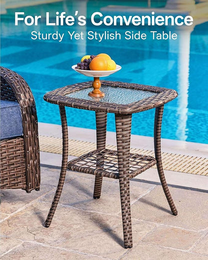 7-Piece Patio Furniture Set with 6-Inch Thick Cushions, High Back Outdoor Couch and Arm Chairs, All-Weather Conversation Set for Porch, Deck, Yard, Pool in Blue
