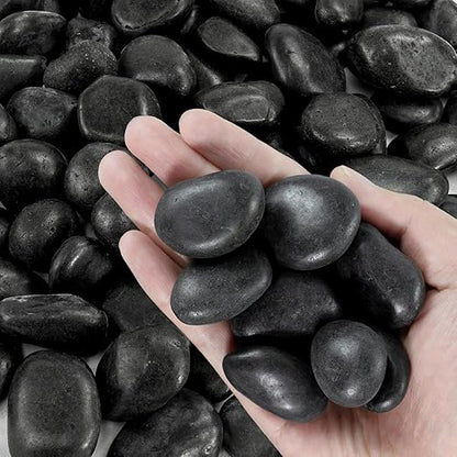 1-2 Inch Black Pebbles for Plants, 5 lbs River Rocks Decorative Black Stones, Ideal for Fish Tank, Vases, Crafting, Home Decor and Garden Landscaping Rocks