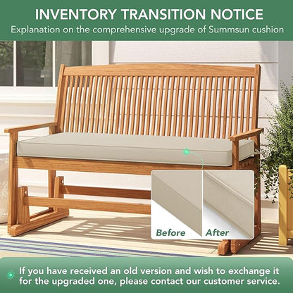 Summsun Outdoor Bench Cushion: Waterproof and Fade Resistant Patio Furniture Cushions - Non-Slip Bench Pad Cushion with Removable Cover for Garden Swing Porch Sofa Settee, 48 x 18 x 3 Inch, Beige