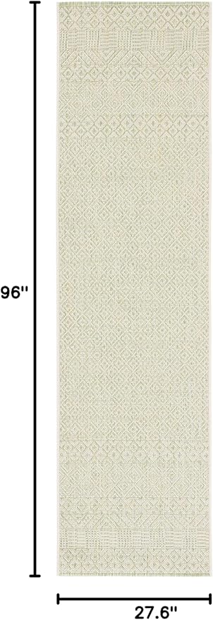 SAFAVIEH Washable Rug Outdoor Courtyard Collection - 2'3" x 8' Runner, Beige & Green, Non-Shedding & Easy Cleaning, Ideal for Patio, Entryway, Mudroom, Hallway, Kitchen (CY6235-21812)