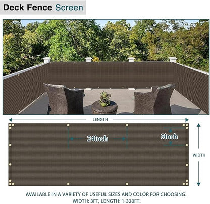 ECOOPTS 3'x50' Balcony Privacy Fence Screen with Zip Ties, Outdoor UV Protection Fence Cover for Balcony Porch Patio Deck Yard (Brown)