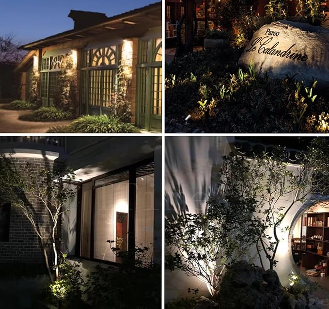 LED Landscape Spotlights, 5W 12V-24V DC, Anti-Glare Garden Lights, IP67 Waterproof Outdoor Decorative Lamps,Warm White 3000K, Black