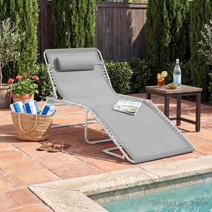 Best Choice Products Extra Wide Patio Chaise Lounge Chair, Portable Outdoor Folding Recliner for Lawn, w/ 8 Positions, Handles, 440lb Capacity - Ice Gray/White