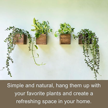 LaLaGreen Wood Planter Boxes for Plants (4x4 Inch, 8 Pack) Small Square Wall Mounted Planters for Indoor Plant, Herb Wooden Box Hanging Flower Pot Plant Holder Outdoor Fence Vertical Garden Home Decor