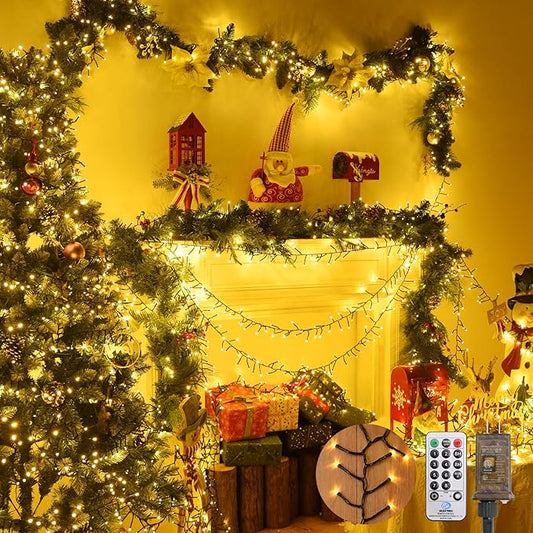 1200 LED Warm White Christmas Lights: 95Ft Twinkle Lights for Christmas Tree with Remote - Waterproof Fairy Lights Firecracker Plug in String Lights for Garden Wedding Party Indoor & Outdoor Use