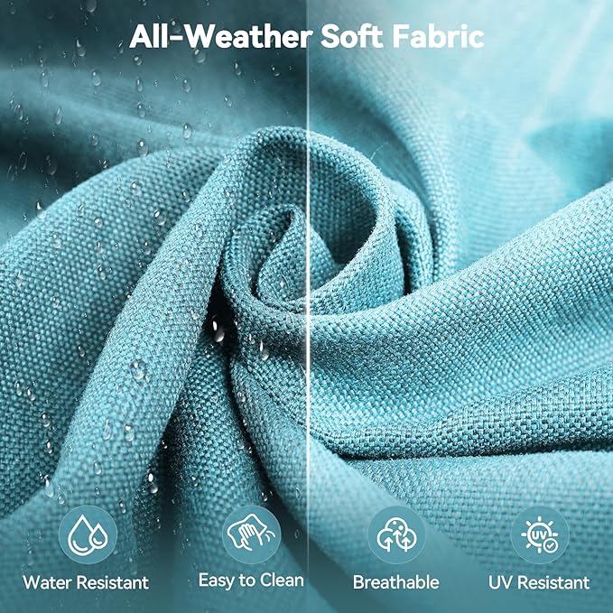 Luxury 6" Outdoor Cushions for Patio Furniture, 24x24x6" Thick Seat Cushion Set of 7, Fade Resistant Couch Chair Replacement Cushions High Density Deep Wicker Chair Cushion w/ Removable Cover, Teal
