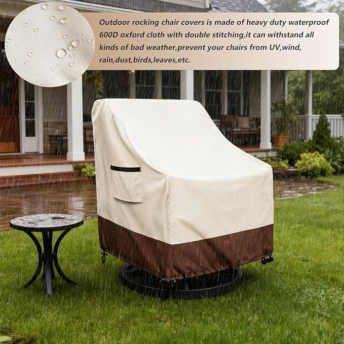 Waterproof 4 Pack Outdoor Swivel Chair Cover for Patio Chair Size Up to 33" W x 35" D x 36" H inch,Outdoor Lawn Patio Furniture Covers (Beige)