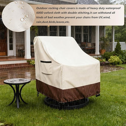 Waterproof 2 Pack Outdoor Swivel Chair Cover for Patio Chair Size Up to 33" W x 35" D x 36" H inch,Outdoor Lawn Patio Furniture Covers (Beige)