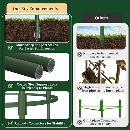 4 Pack Tomato Cages for Garden, 49" Tall Adjustable Heavy Duty Rust Resistant Tomato Trellis, with Upgraded Coupler for Raised Beds & Pots, Plant Stakes and Supports for Climbing Vegetables, Flowers
