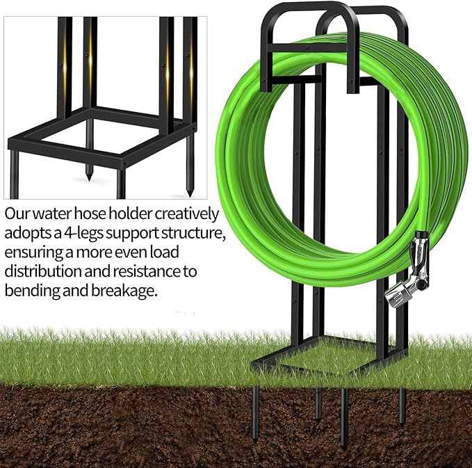 Heavy Duty Freestanding Garden Hose Holder, Upgraded 150FT Capacity Metal Water Hose Stand, Outdoor Hose Hanger Storage Reel for Lawn, Yard & Garden