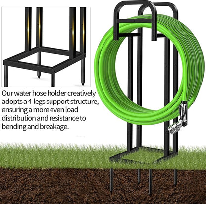 Heavy Duty Freestanding Garden Hose Holder, Upgraded 150FT Capacity Metal Water Hose Stand, Outdoor Hose Hanger Storage Reel for Lawn, Yard & Garden