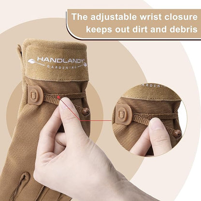 HLDD HANDLANDY Work Gloves for Women and Ladies, Leather Gardening Gloves Flexible Mechanic Working Gloves