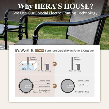 HERA'S HOUSE Patio Dining Chairs Set of 6, Outdoor Textilene Dining Chairs with Armrest, All-Weather Breathable Garden Outdoor Chairs for Lawn Backyard Deck Front Porch