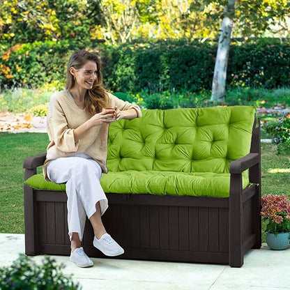 Swing Replacement Seat Cushions, 2-3 Seater Bench Cushions for Outdoor Furnitur with Backrest, Garden Recliner Seat Cushions Waterproof Sofa Pads (Tender Green, 60x40in)