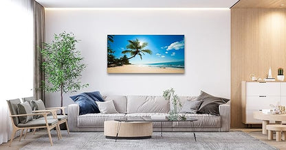 Muolunna ARX0650 Large Canvas Wall Art Summer Ocean Waves Prints Coconut Trees Beach Seascape Painting Hawaii Sea Nature Pictures Stretched and Framed for Living Room Home Office Wall Decor Artwork