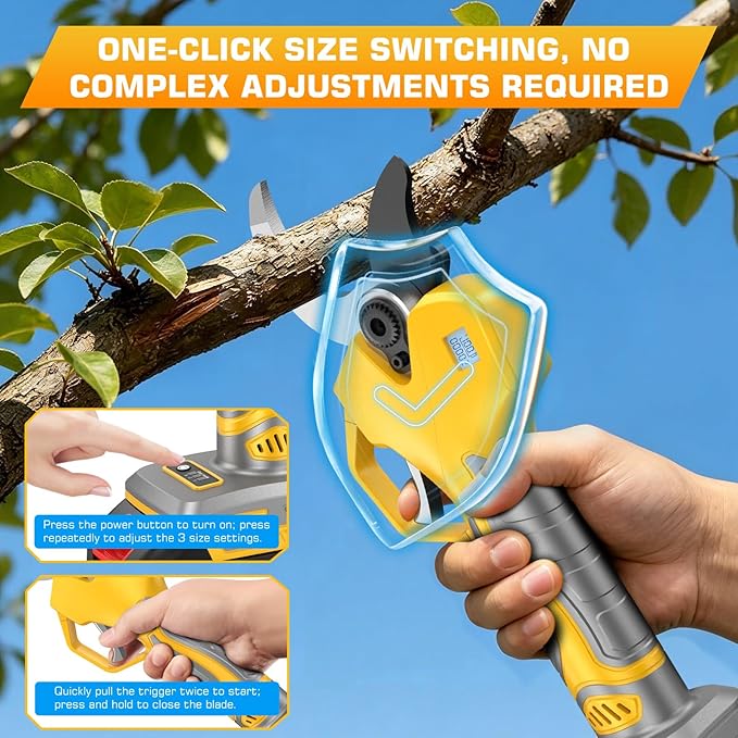 Electric Pruning Shears, Lopper 1.5-2.6 Inch,2 * 2000mAh 21V Battery, Professional Cordless Pruning Shears with LCD Display 1000W Brushless Motor Perfect for Tree Trimming Gardening, Garden Orchard