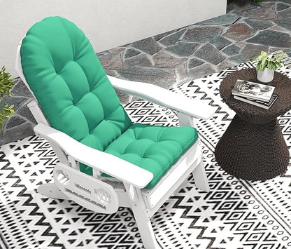 Adirondack Chair Cushion Set of 4, Thickened Patio Chair Cushions with Ties, Waterproof and UV-Protected Rocking Chair Cushion for Indoor and Outdoor, Green.