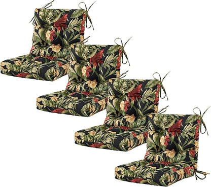 ARTPLAN Seat/Back Outdoor Chair Cushion,Set of 4 Patio Chair Cushion with Tie,Tufted Replacement for Patio Furniture,40x20x4 Inches,4 Count,Floral