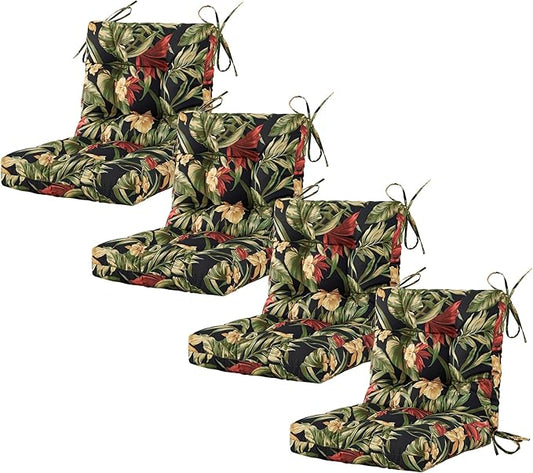 ARTPLAN Seat/Back Outdoor Chair Cushion,Set of 4 Patio Chair Cushion with Tie,Tufted Replacement for Patio Furniture,40x20x4 Inches,4 Count,Floral