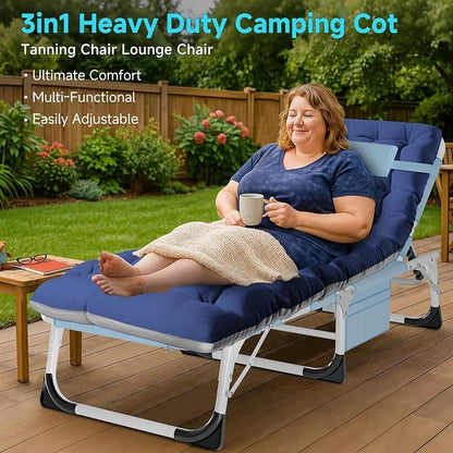 ABORON 3-in-1 Tanning Chair, 5-Position with Face and Arm Holes | 5-position reclining chair includes a removable mat, pillow, face hole and arm slots; folds flat for beach or patio use.