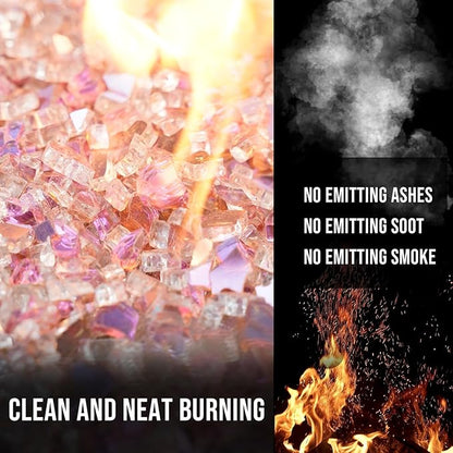 Skyflame 10-Pound Fire Glass for Fireplace Fire Pit and Landscaping, 1/2-Inch Rose Gold Reflective