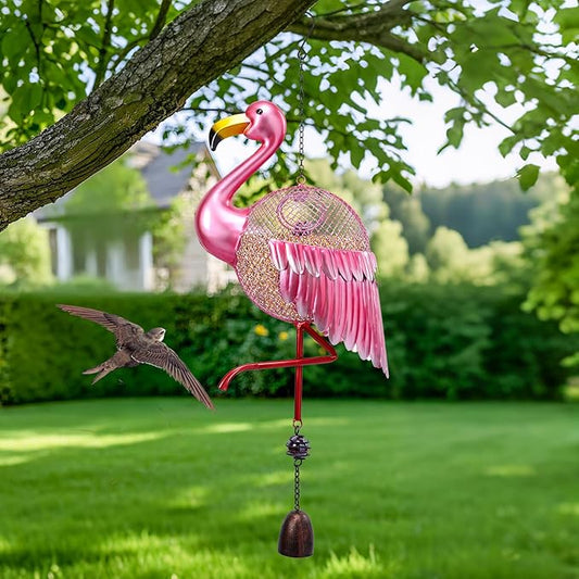 Yinns Bird Feeders - Squirrel Proof Wild Bird Feeder for Outside, Flamingos Shaped Birdfeeders, Metal Hanging Bird Feeder for Garden Patio Yard Decor