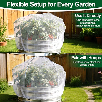 2 Pack Garden Netting for Raised Beds, Ultra-Fine Mesh Plant Covers with Drawstring, Bird, Pest & Small Animal Barrier for Vegetables, Fruits & Flowers, Fits 2 ft Dia x 1 ft H Round Raised Beds