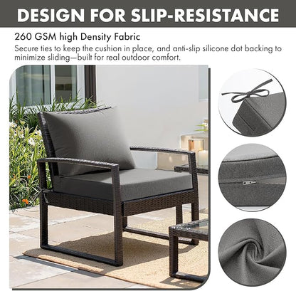 MIULEE Dark Grey Outdoor Chair Cushion 22x22 Inch for Patio Furniture Linen Textured Waterproof & 3 Year Color Fastness Seat and Back Couch Cushion with Ties No Slip Design