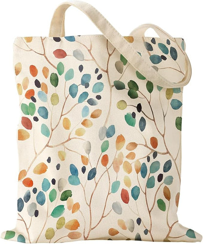 Miss Adola Aesthetic Canvas Tote Bag for Women - Sturdy Cloth Cotton Totes Bag with Pattern Shoulder Bag