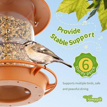 Outdoor Bird Feeder, Retractable Bird Feeder Hanging, Metal Hanger, Rainproof & Leak-Proof, Terracotta, Pack of 2
