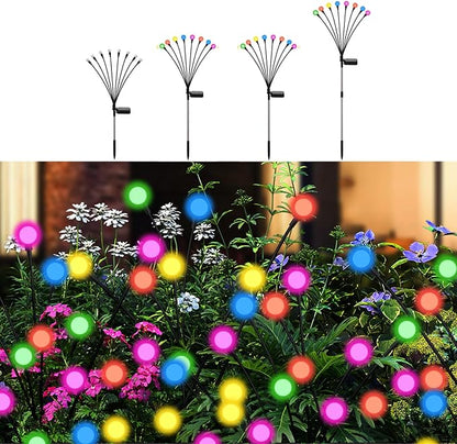 Solar Firefly Lights Multicolor, 4 Pack 800mAh Swaying Firefly Garden Lights Solar Powered Outdoor Waterproof Color Changing for Outside Yard Patio Lawn Pathway Walkway Stake Christmas Decor