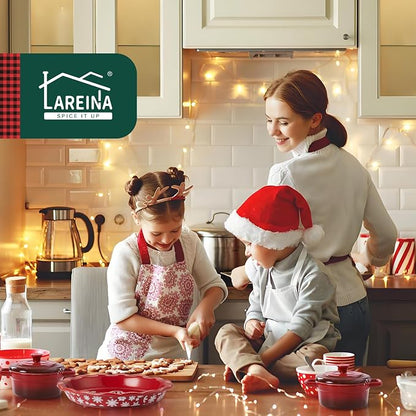 Lareina Mini Cocotte - 12oz Ceramic Casserole Dishes - Kitchen Casserole Sets With Handles And Lid - Small Baking Ramekins - Oven, Microwave & Dishwasher Safe - Set of 4 - Red | Small casserole ramekins with handles, oven, microwave & dishwasher safe. ...