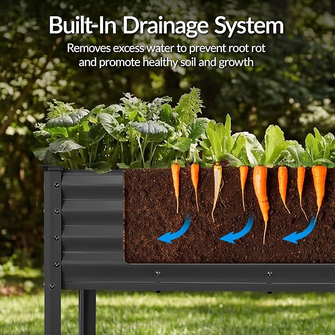 Best Choice Products 72x24x30in Non Toxic Galvanized Raised Garden Bed, Metal Elevated Planter Box, Vegetable Garden, 100% Non Toxic Materials - Charcoal