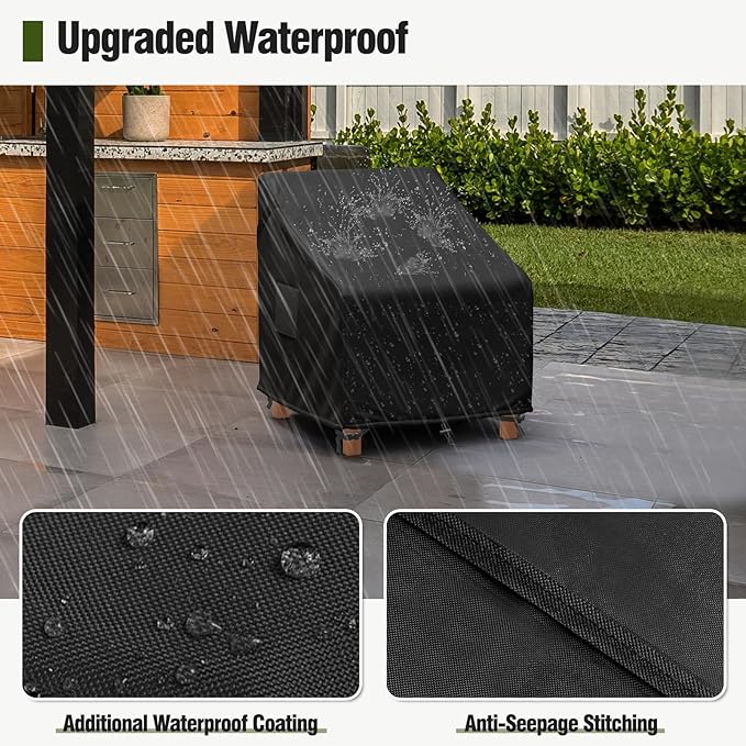 MR. COVER Outdoor Chair Covers Waterproof, Patio Furniture Covers for Rocking Chair, Heavy Duty Anti UV Chair Cover, Fits up to 35W x 37D x 36H Inches, Air Vent and Handles Included, Black, 2 Pack