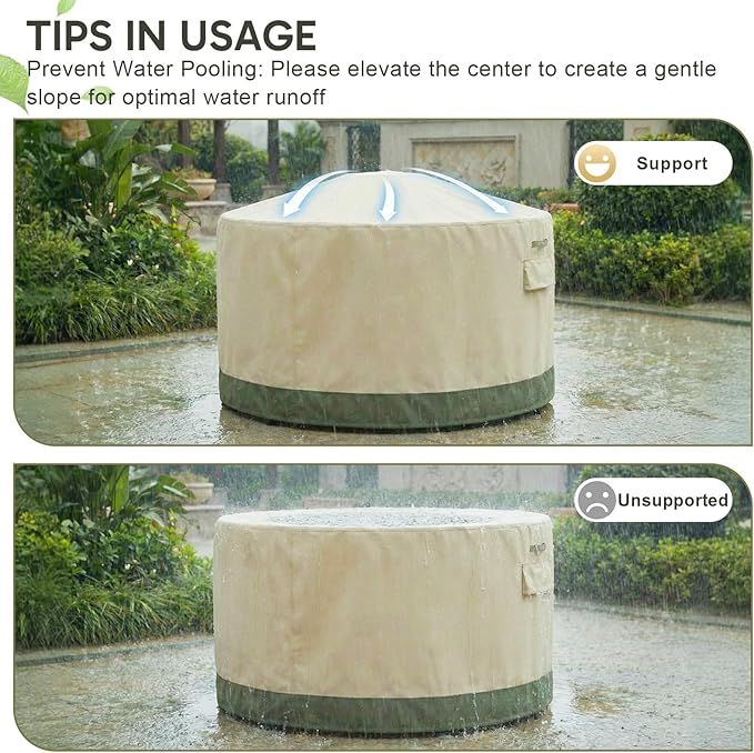 COWVIE Round Patio Dining Set Cover for Outdoor Table and Chairs, 600D Waterproof and UV-Resistant Fabric Patio Furniture Cover with Storage and Air Vent, 96''Dia x 32''H
