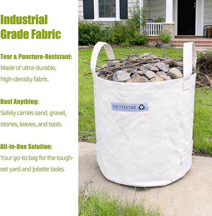 Heavy Duty Lawn and Leaf Bag 32 Gallon, Reusable Round Outdoor Yard Waste Bag with 4 Handles, Tear-Resistant for Lawn Clippings, Storage, Moving