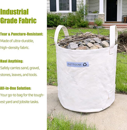 Heavy Duty Lawn and Leaf Bag 32 Gallon, Reusable Round Outdoor Yard Waste Bag with 4 Handles, Tear-Resistant for Lawn Clippings, Storage, Moving
