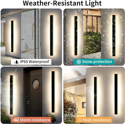 Mikeru 57inch Long LED Wall Light, 3000k-6000k Three Colors Switchable Modern Exterior Wall Sconces Acrylic Invisible Exterior Wall Light for Porch Modern Outdoor Wall Mount Lighting for House