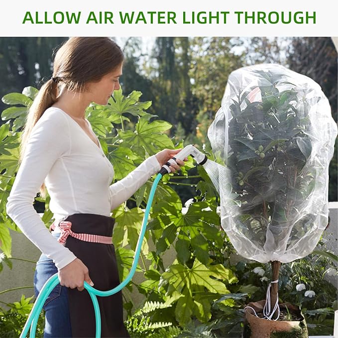 Garden Mesh Netting for Plants, 4 Pack Insect Bird Barrier Net Mesh with Drawstring, 3.3x2.6 FT Garden Bug Netting Plant Cover for Protect Fruit Tree Vegetable Flower