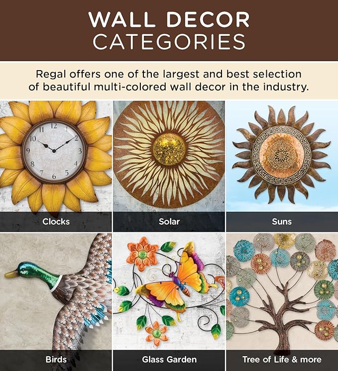 Regal Art & Gift Dazzle Large Metal Sun Wall Decor - 36 Inch | Indoor Outdoor Rust-Resistant Sunburst Sculpture | Eye-Catching Metal Sun Wall Art Accent for Patio, Garden, Living Room
