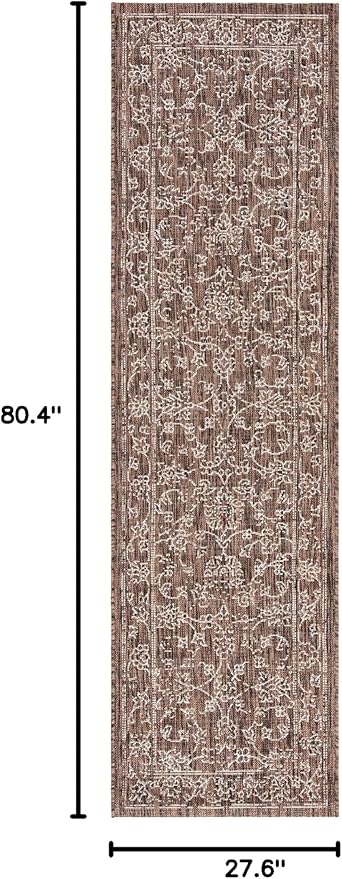 SAFAVIEH Courtyard Collection 2'3" x 6'7" Brown/Ivory CY8680 Indoor/-Outdoor Waterproof Easy-Cleaning Patio Backyard Mudroom Runner-Rug