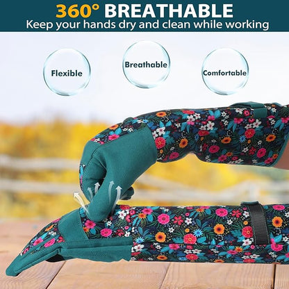 Trifabricy Gardening Gloves for Women - Long Garden Gloves with Grip Breathable, Thorn-Proof Puncture-Resistant Work Gloves