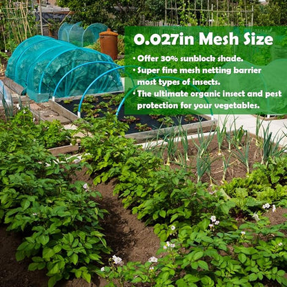 Garden Barrier Netting, Plant Covers 10x33ft Extra Fine Mesh 30% Green Sunblock Shade Cloth Mesh Protection Netting for Vegetable Fruits Flowers Crops Row Cover Raised Bed Screen Against Birds Animal