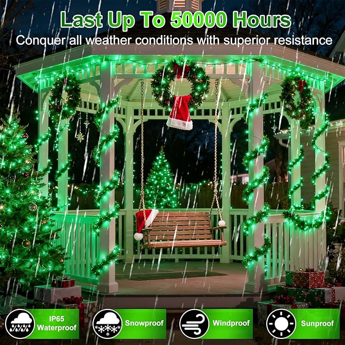 1500 LED 470FT Christmas String Lights Outdoor, 12 Pro Modes and Timer Memory & Brightness, Plug in Waterproof Clear Wire Twinkle Light for for Xmas Yard Tree Wedding Party Decor (Green)