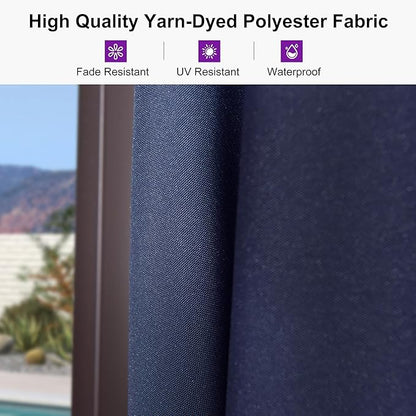PURPLE LEAF 9' X 11.5' Rectangle Cantilever Umbrella Patio Umbrella Outdoor Aluminum Offset Hanging Umbrella with 360-degree Rotation for Pool Garden Backyard Deck, Navy Blue