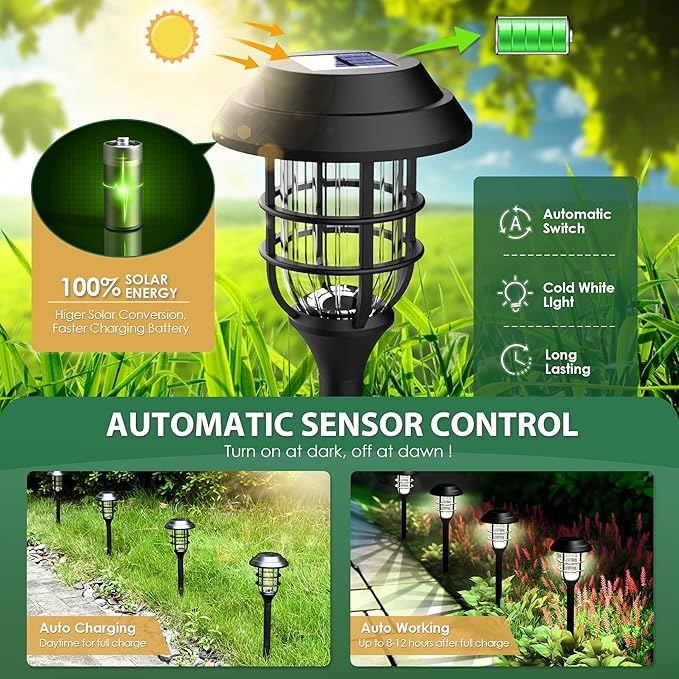SOLPEX Solar Lights for Outside, Solar Outdoor Pathway Garden Lights Waterproof, Solar Powered Landscape Lighting for Yard, Garden, Pathway, Patio, Porch, Walkway, Driveway, 8 Pack(Cold White)